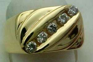 LARGE HEAVY MENS 1/2 CARAT DIAMOND RING 14K GOLD NIB  