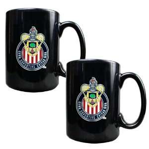  Club Deportivo Chivas USA 2pc Black Ceramic Mug Set 
