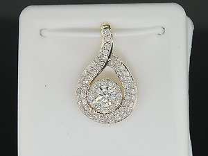   YELLOW GOLD SOLITAIRE TEAR DROP 1C DIAMOND PENDANT CHARM FOR NECKLACE