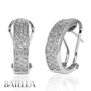 10 Cts E F SI1 Natural Round Diamond Pave Hoop Huggie Earrings 18k 
