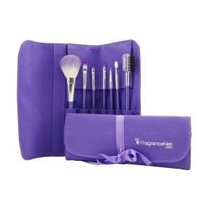  WOMEN A SET OF 7 COSMETIC BRUSHES IN A PURPLE CARRYING CASE Beauty