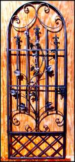 Grapevine Iron Wine Cellar Door or Gate French Styled w/ Hinges, Latch 