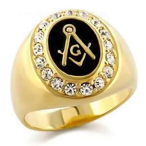  Mens Jewelry   Masonic Crystal Gold Ring SZ 8 Jewelry