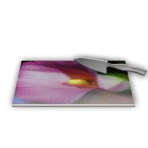    Pink Calla lily Sideways Glass Cutting Board
