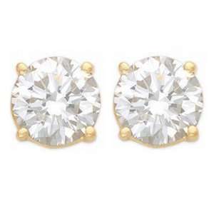    Natural 1.25 ctw Diamond Stud Earrings 14K Yellow Gold Jewelry