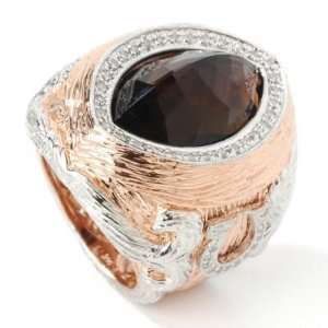  14K Rose Gold Smoky Quartz & Diamond Ring: Jewelry