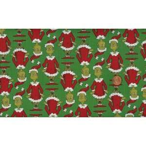 Robert Kaufman How the Grinch Stole Christmas on Green Cotton Fabric 