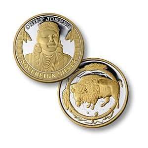 CHIEF JOSEPH   1 OZ .999 SILVER PROOF WITH GOLD SELECT   COMMEMORATIVE 