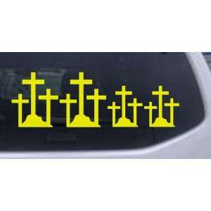 Yellow 32in X 10.8in    Christian 3 Crosses Stick Family Stick Family 
