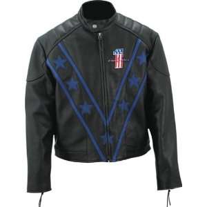  Evel Knievel Mens Leather Evel One Logo Jacket(Medium 