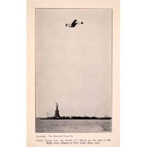 1910 Halftone Print New York Statue Liberty Glenn Curtiss Hudson River 