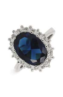 Ariella Collection Blue Stone & Cubic Zirconia Oval Ring  