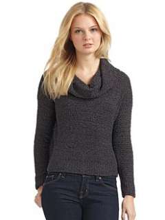 525 america   Boucle Crop Cowlneck Sweater/Grey