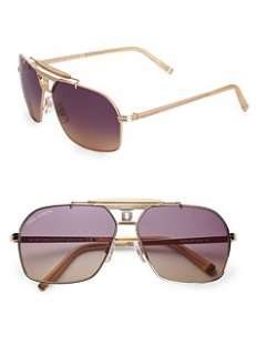 Squared   Metal Aviator Sunglasses/Violet