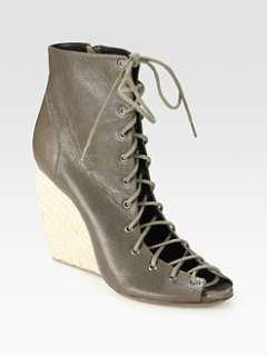 Rebecca Minkoff   Solange Lace Up Leather Espadrille Wedge Ankle Boots