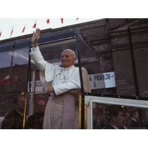  Pope John Paul II Waves from his Bulletproof Vehicle 