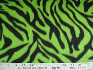 Fleece fabric Lime Green Zebra Animal Skin BTY  