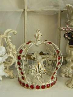 OMG~HUGE French Fleur de Lis Ruby Jeweled Crown Cloche  