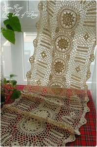 Hand Crochet Floral Table Runner 42x130cm Beige  
