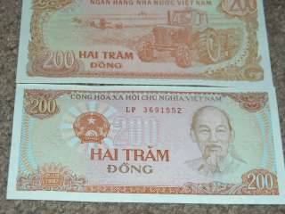   of 2 Vietnam 200 dong 1987 World Foreign Banknote Paper Money  