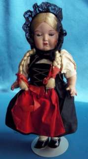 GERMAN CELLULOID DOLL jointed ethnic folk costume TURTLE MARK 9 tall 