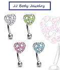 Eyebrow Curve Ring Gem Paved Peace Sign Heart items in JJ Body Jewelry 