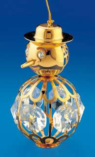   SWAROVSKI Crystals BeJeweled 24K GOLD Plated SNOWMAN Figurine Ornament
