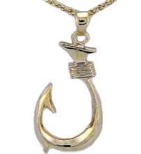 Hawaiian Jewelry 14k Gold Hawaiian Fish Hook Pendant  