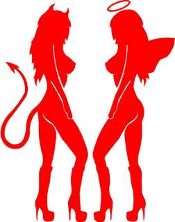 Sexy Devil Angel Girls standing vinyl graphic decal  