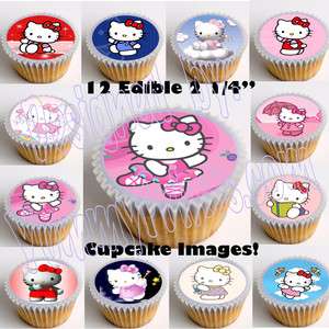 Hello Kitty 2.25 Edible Image Cup Cake Toppers 12pcs, cut & paste, no 