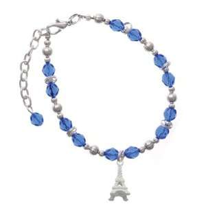   Eiffel Tower Blue Czech Glass Beaded Charm Bracelet [Jewelry] Jewelry