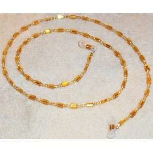   Golden Czech Crystal Beads Eyeglass Holder Chain 