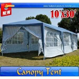   Blue White 10x30 Gazebo Party Tent Canopy Wedding with 8 Side Walls