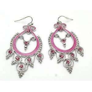    Victorian Chandelier Pink Crystal Fashion Earrings 