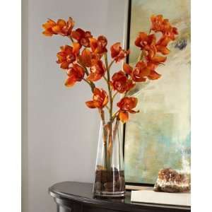  Orange Orchid Faux Floral