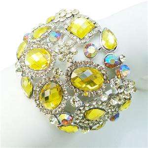 Flower Bracelet Bangle Cuff Topaz Swarovski Crystal Floral Drop Oval 