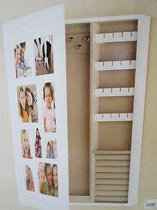 Wall mount Jewelry box armoire add pictures white or walnut wood 