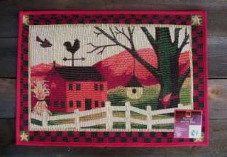   Primitive Country Farm House Tapestry Kitchen Accent Rug Rooster