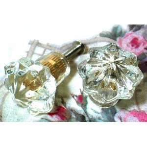  Vintage Style Glass Knobs, Shabby Chic Cabinet Knob Set 