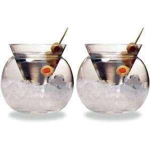 Stemless Martini Glasses Set of 2 with Chilling Bowls  