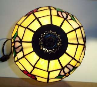 Vintage Tiffany Style Lamp with Stained Glass Shade  