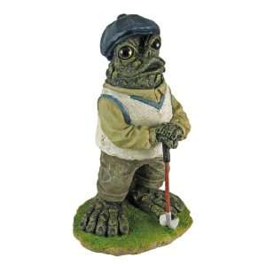    Toad Hollow Standing Golfer Frog Statue Golf Green