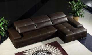 GINO Modern Brown Italian Leather Sectional Sofa Set  