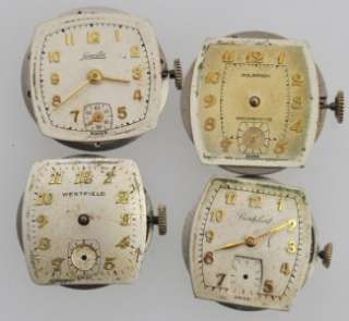 Lot of 4 VTG 50s Cushion Case Swiss Mens Watches 10K Rolled Gold For 