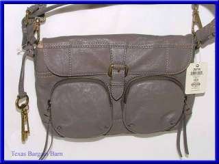 FOSSIL PURSE Gray Leather Shelby Flap/Messenger$168 New Shoulder Bag 