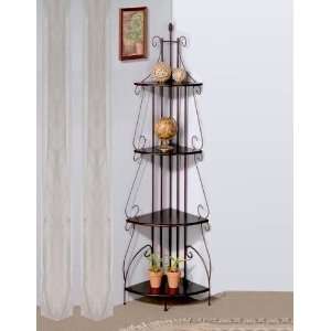 Tier Traditional Corner Storage Rack With Four Wooden Rack Shelves 