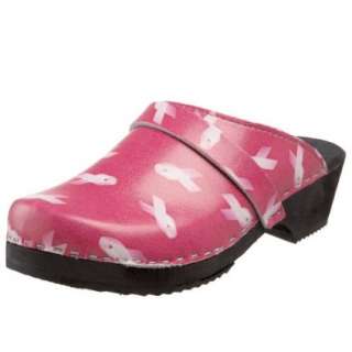 Cape Clogs Womens Pink Ribbon Wooden Swedish Clog   designer shoes 