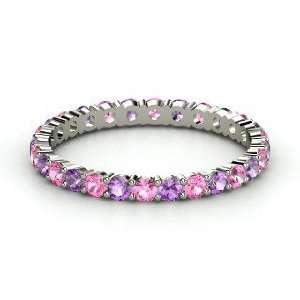 Rich & Thin Eternity Band, Sterling Silver Ring with Pink Sapphire 