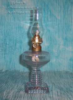 1878 OPTIC Mini Oil/Kerosene Night Lamp w/Chimney Turning PURPLE 