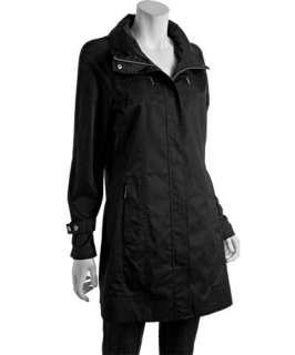 Calvin Klein black water resistant sateen packable hooded coat